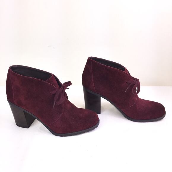 Franco Sarto Burgundy Suede “Nashville” Lace-Up Ankle Boot, Dark Red, Sz 8.5 - Picture 2 of 8